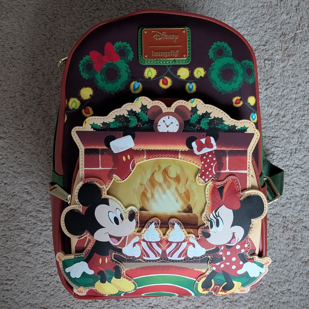 Disney Festive Mickey Mouse Red and Green Backpack